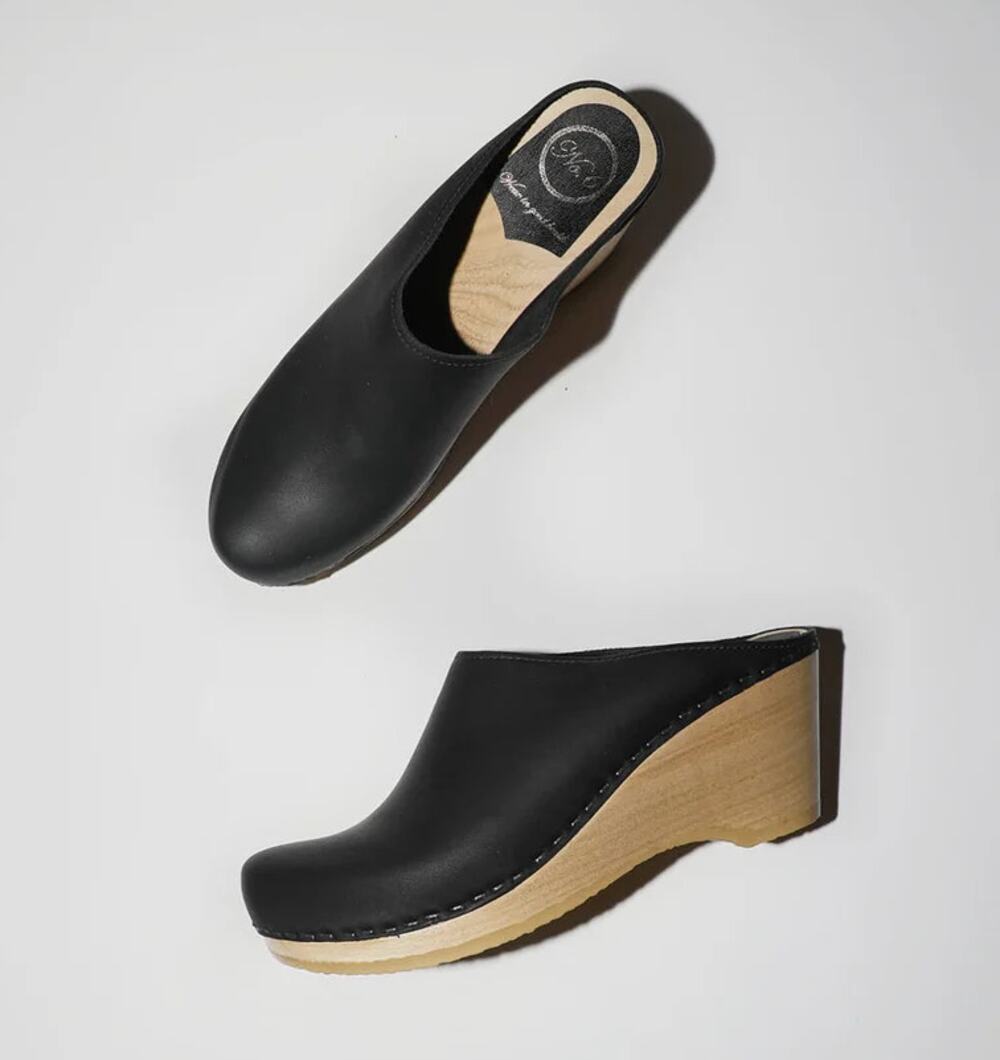 NO. 6 New School Clog on Wedge in Black Sz 40/US 9.5 $310